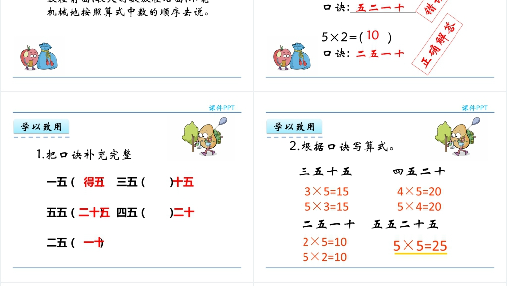 人教实验版二年级数学上册第4单元表内乘法(一)2 5的乘法口诀PPT课件 人教实验版二年级数学上册第4单元表内乘法(一)2 5的乘法口诀PPT课件