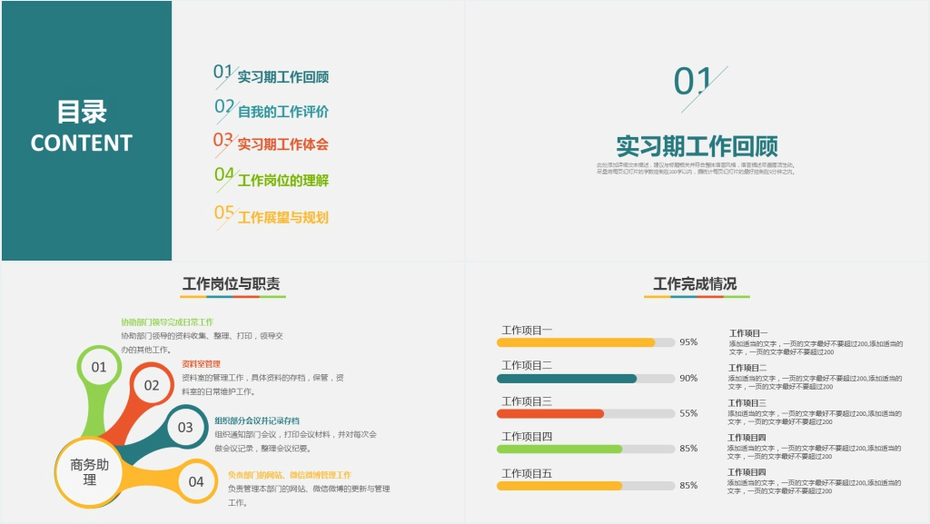 实习生转正工作述职报告PPT演讲模板 实习生转正工作述职报告PPT演讲模板