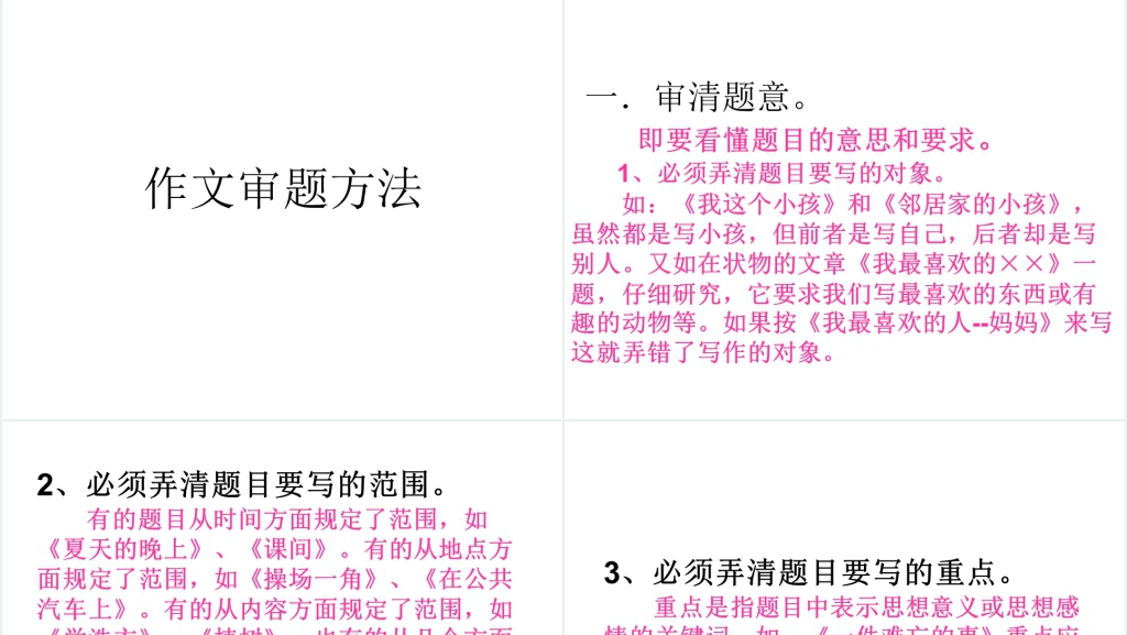 小学语文四年级作文总复习PPT课件 小学语文四年级作文总复习PPT课件