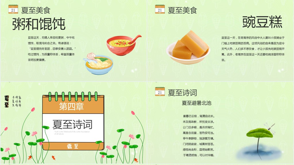 夏至节气插图介绍PPT模板 夏至节气插图介绍PPT模板