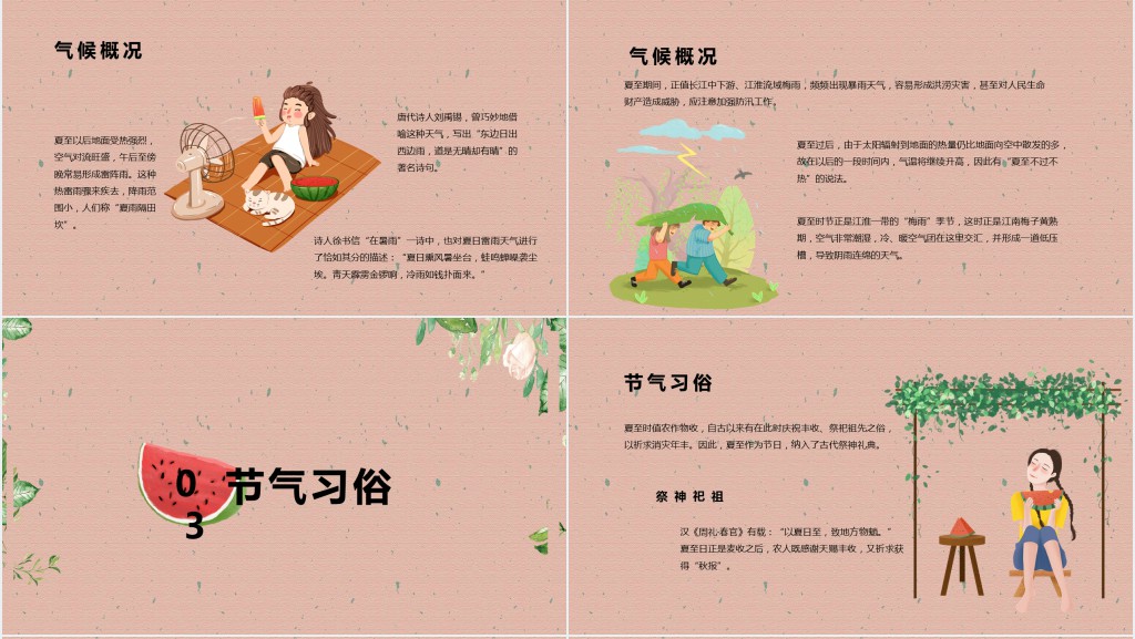 中国24节气夏至介绍PPT模板 中国24节气夏至介绍PPT模板