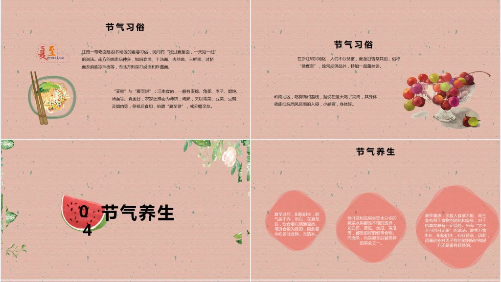 中国24节气夏至介绍PPT模板 中国24节气夏至介绍PPT模板