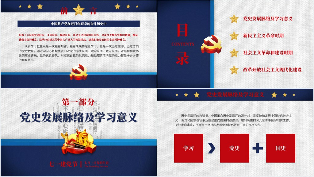 庆祝7月1七党的生日PPT模板