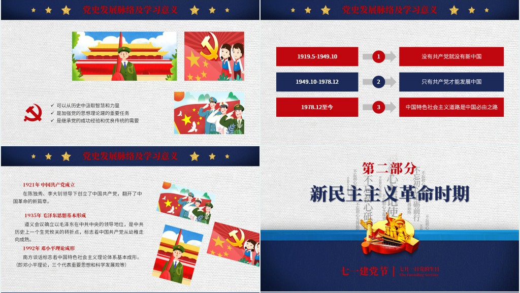 庆祝7月1七党的生日PPT模板