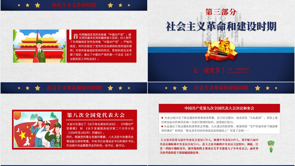 庆祝7月1七党的生日PPT模板