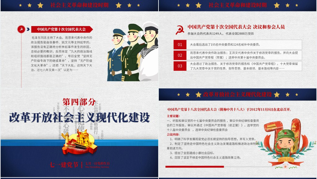 庆祝7月1七党的生日PPT模板