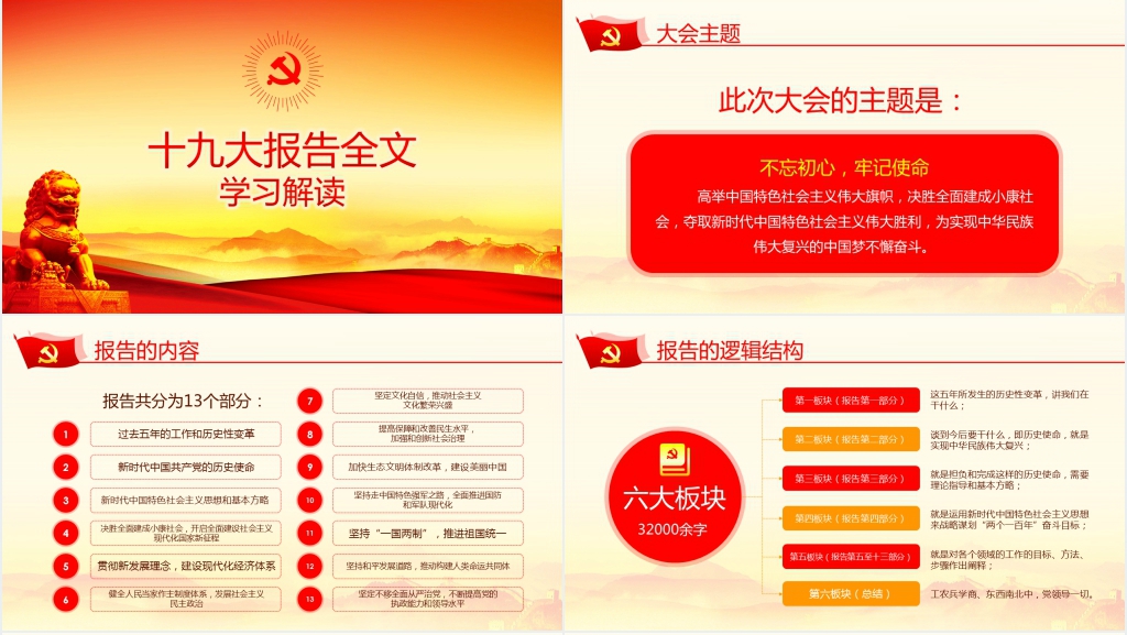新时代学征程新篇章党的十九大报告PPT党课 新时代学征程新篇章党的十九大报告PPT党课