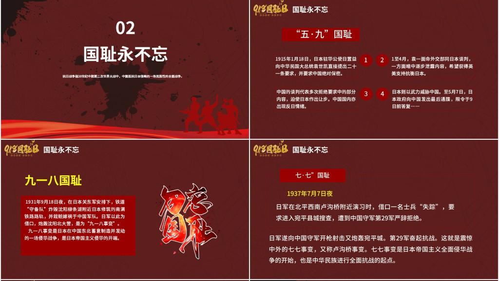 九一八勿忘国耻铭记历史主题PPT 九一八勿忘国耻铭记历史主题PPT