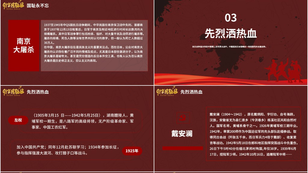 九一八勿忘国耻铭记历史主题PPT 九一八勿忘国耻铭记历史主题PPT