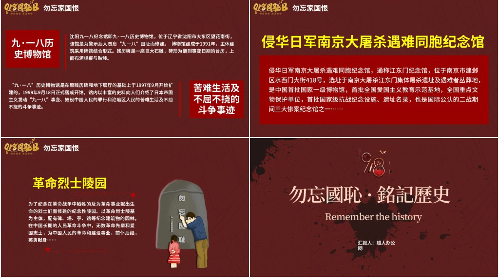 九一八勿忘国耻铭记历史主题PPT 九一八勿忘国耻铭记历史主题PPT