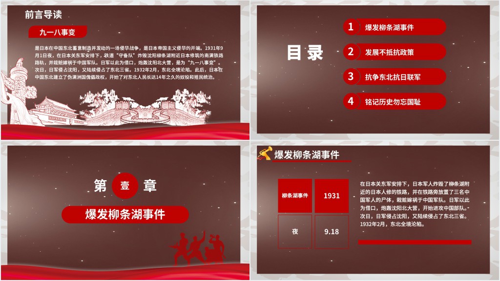 九一八事变国耻纪念日主题PPT 九一八事变国耻纪念日主题PPT