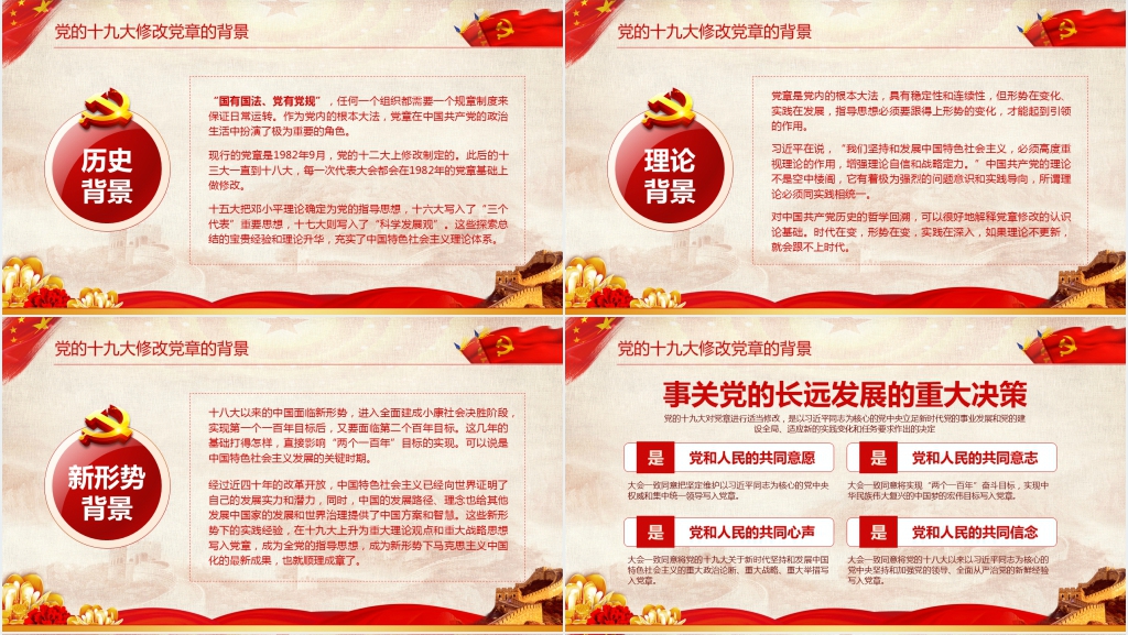 十九党章修改的主要内容PPT党课 十九党章修改的主要内容PPT党课