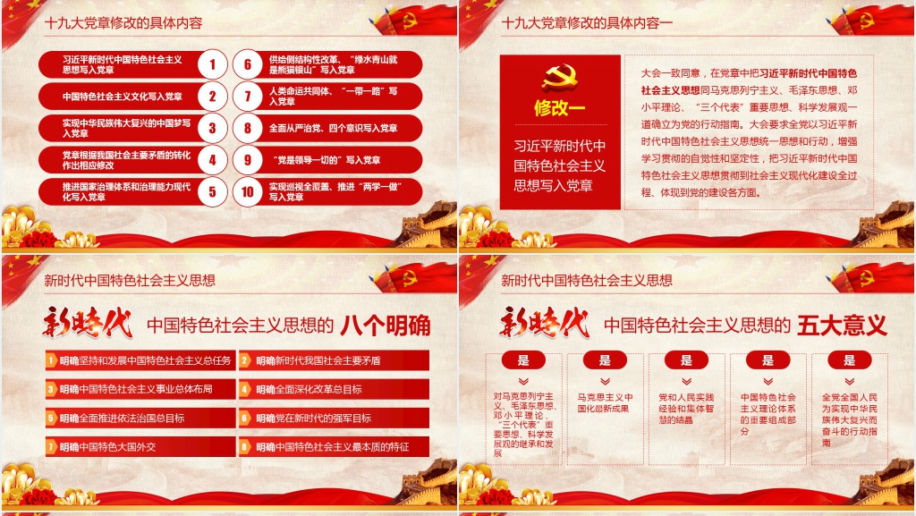 十九党章修改的主要内容PPT党课 十九党章修改的主要内容PPT党课
