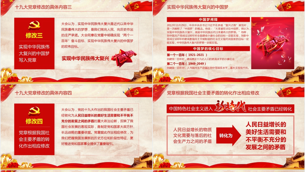 十九党章修改的主要内容PPT党课 十九党章修改的主要内容PPT党课