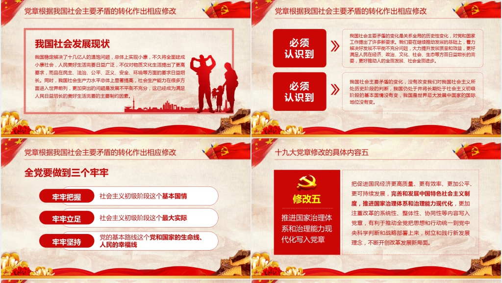 十九党章修改的主要内容PPT党课 十九党章修改的主要内容PPT党课