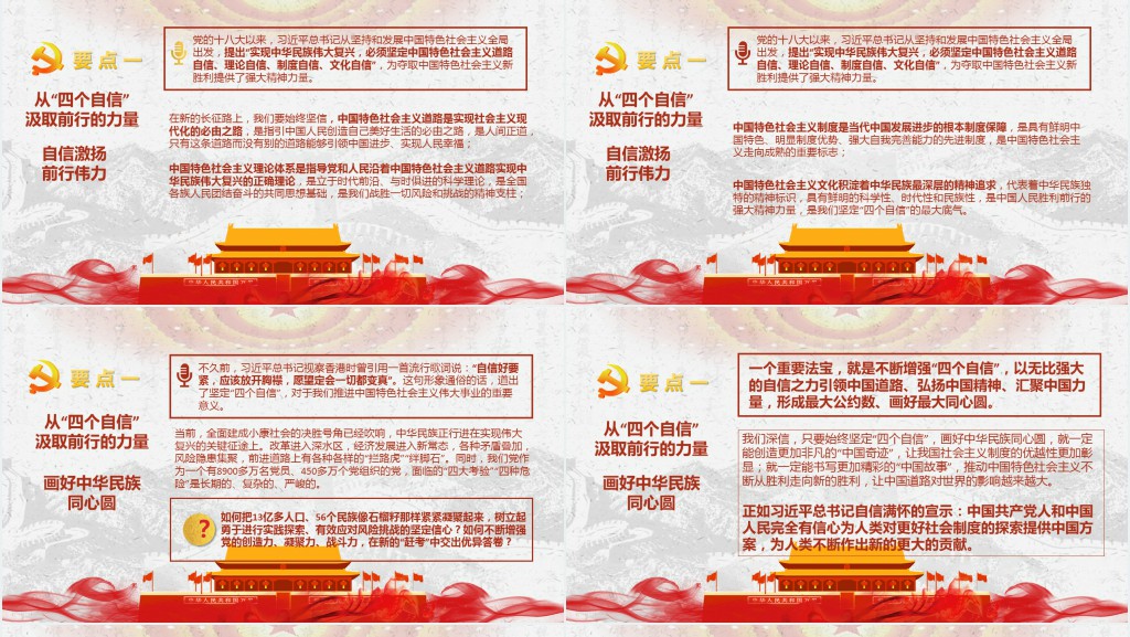 夺取中国特色社会主义新胜利的强大精神力量四个自信专题PPT模板 夺取中国特色社会主义新胜利的强大精神力量四个自信专题PPT模板