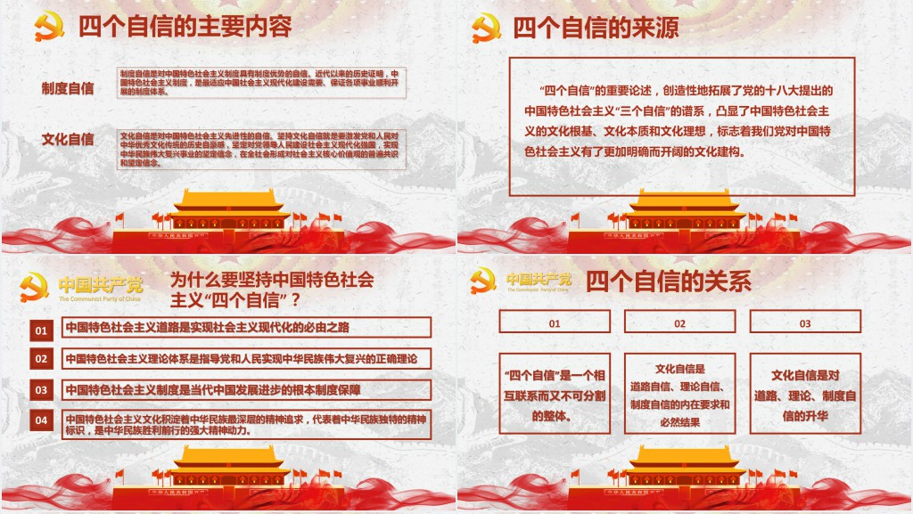 夺取中国特色社会主义新胜利的强大精神力量四个自信专题PPT模板 夺取中国特色社会主义新胜利的强大精神力量四个自信专题PPT模板