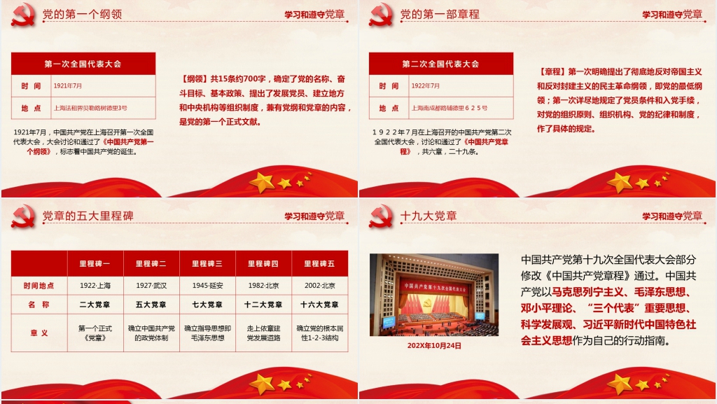 党章程解读介绍党章的发展厉程讲解PPT党课 党章程解读介绍党章的发展厉程讲解PPT党课
