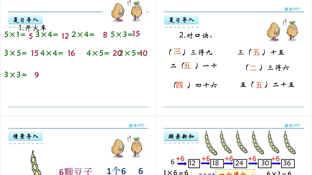 人教实验版二年级数学上册第4单元表内乘法(一)5、6的乘法口诀PPT课件 人教实验版二年级数学上册第4单元表内乘法(一)5、6的乘法口诀PPT课件