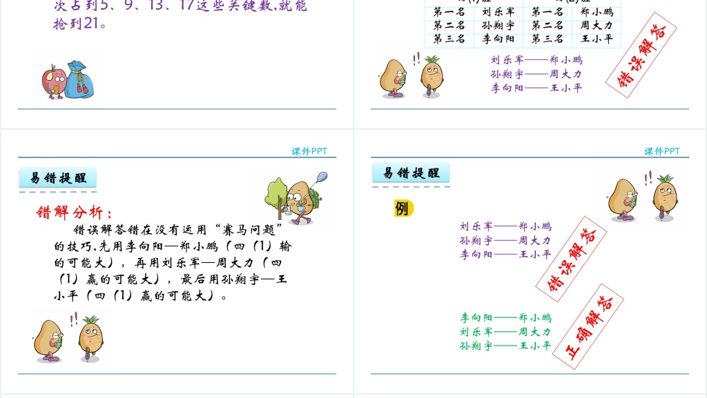 人教实验版四年级数学上册第8单元数学广角—优化3赛马问题PPT 人教实验版四年级数学上册第8单元数学广角—优化3赛马问题PPT