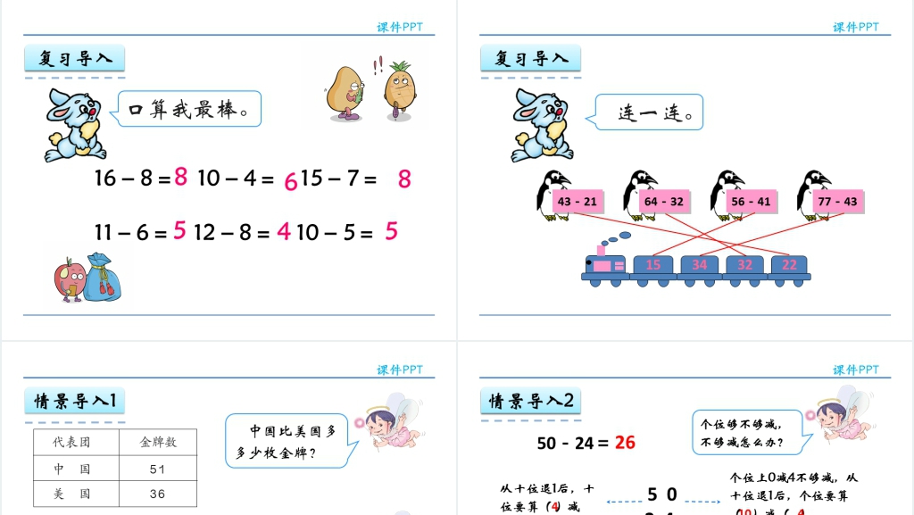 人教实验版二年级数学上册第2单元100以内的加法和减法(二)4退位减PPT课件 人教实验版二年级数学上册第2单元100以内的加法和减法(二)4退位减PPT课件