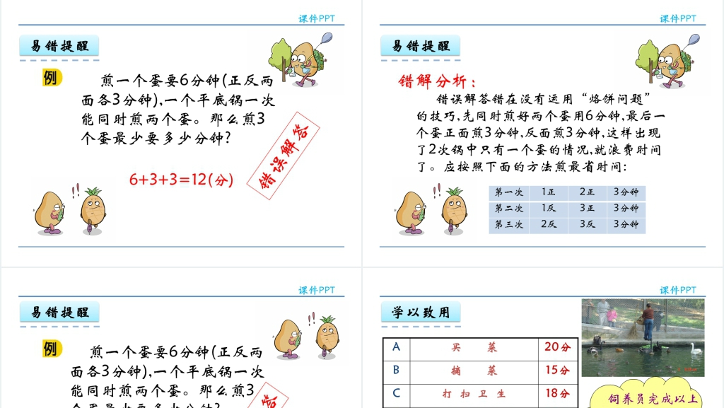 人教实验版四年级数学上册第8单元数学广角—优化烙饼问题PPT课件