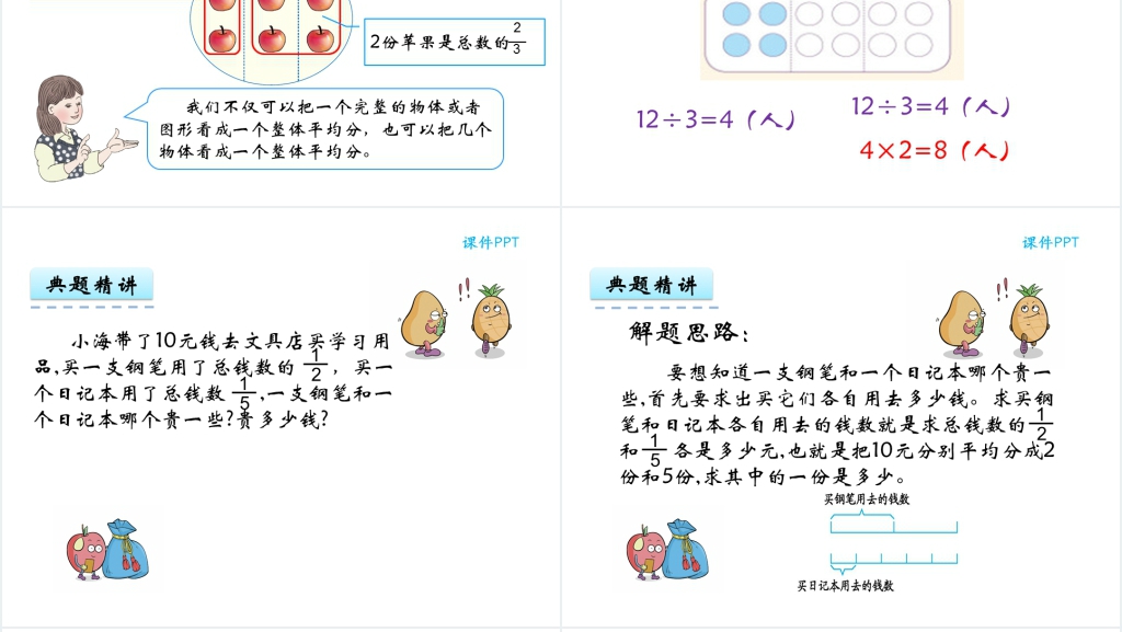 人教实验版三年级数学上册第8单元分数的初步认识4分数的简单应用PPT课件 人教实验版三年级数学上册第8单元分数的初步认识4分数的简单应用PPT课件