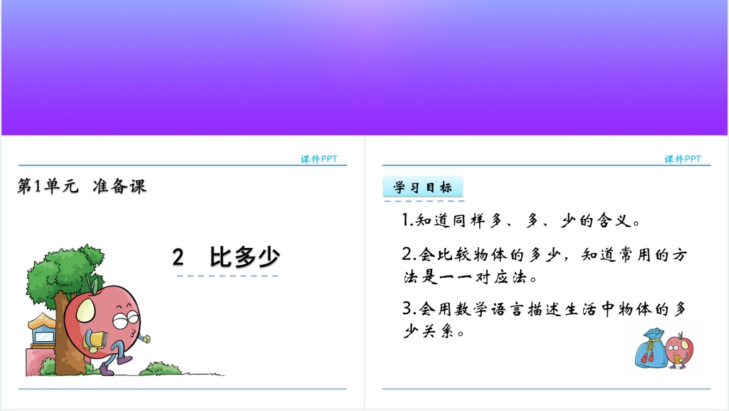 人教实验版一年级数学上册第1单元准备课2比多少PPT课件 人教实验版一年级数学上册第1单元准备课2比多少PPT课件