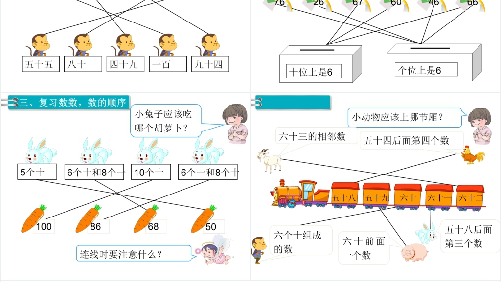 一年级数学下册第8单元总复习《100以内的数》第1课时PPT课件