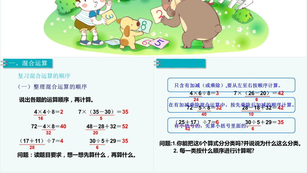 小学数学二年级下册混合运算、万以内数的认识总复习PPT课件 小学数学二年级下册混合运算、万以内数的认识总复习PPT课件