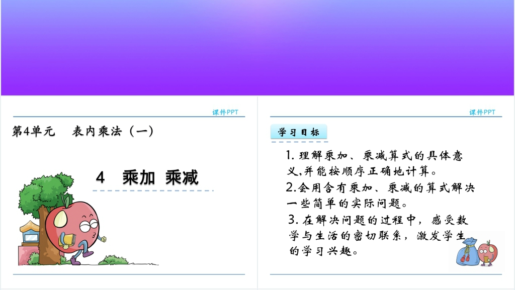 人教实验版二年级数学上册第4单元《表内乘法(一)4乘加乘减》PPT课件 人教实验版二年级数学上册第4单元《表内乘法(一)4乘加乘减》PPT课件