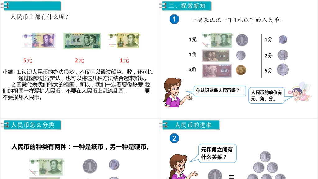 认识人民币第一课时教案PPT课件 认识人民币第一课时教案PPT课件