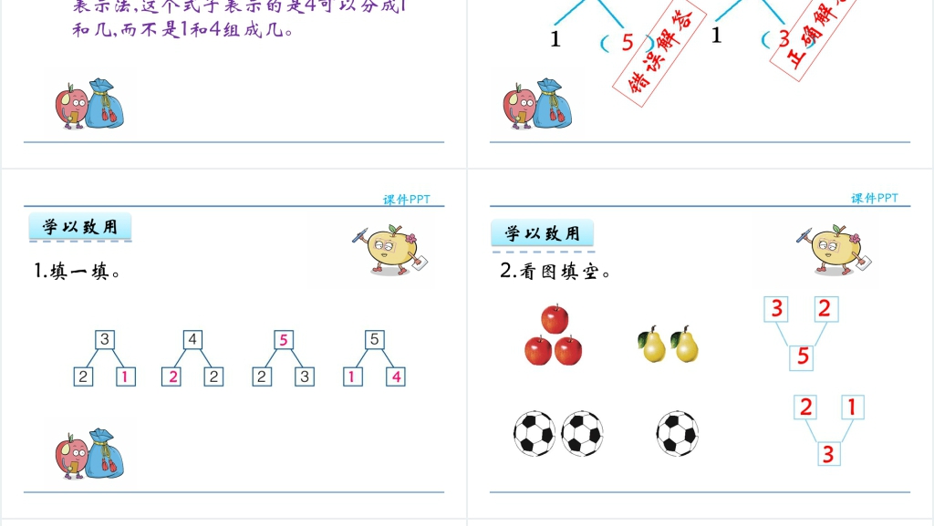 人教实验版一年级数学上册第3单元1~5的认识和加减法4分与合PPT课件 人教实验版一年级数学上册第3单元1~5的认识和加减法4分与合PPT课件