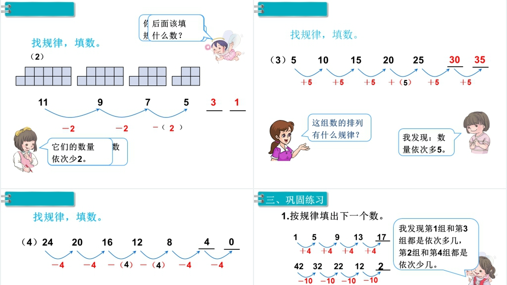 一年级数学下册(RJ)第7单元找规律第2课时找规律(2)PPT课件 一年级数学下册(RJ)第7单元找规律第2课时找规律(2)PPT课件