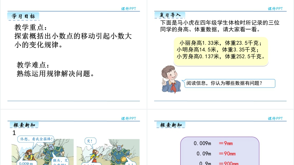 人教版小学四年级下册小数点移动引起小数大小的变化教案PPT课件 人教版小学四年级下册小数点移动引起小数大小的变化教案PPT课件