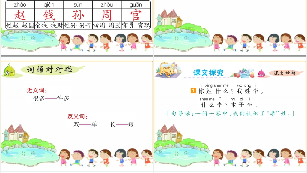 小学一年级下册语文姓氏歌PPT课件 小学一年级下册语文姓氏歌PPT课件