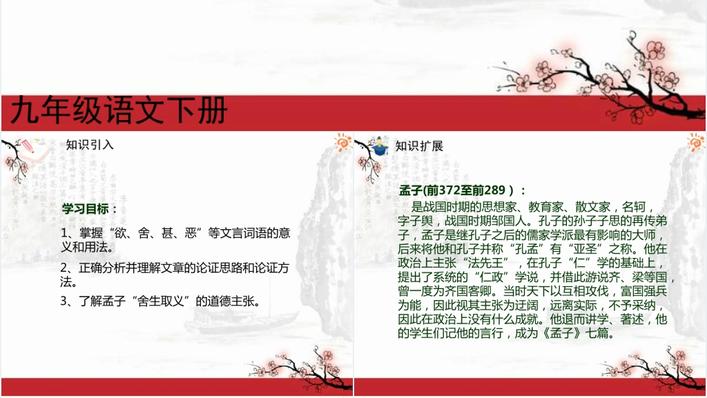 人教版鱼我所欲也教学PPT课件 人教版鱼我所欲也教学PPT课件