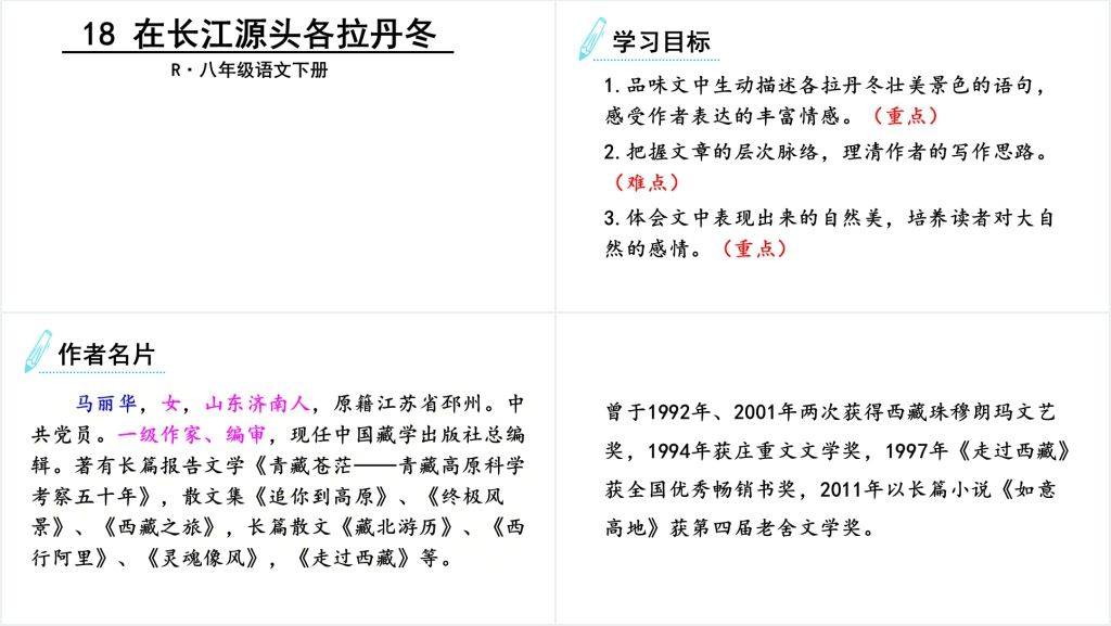 八年级下册18课在长江源头各拉丹冬PPT课件 八年级下册18课在长江源头各拉丹冬PPT课件