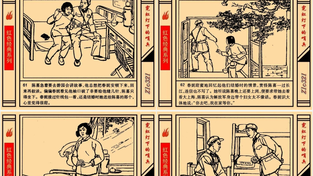 《霓虹灯下的哨兵》连环画故事PPT模板