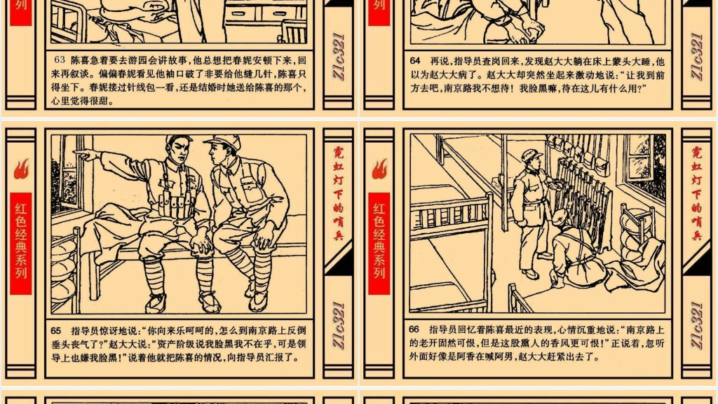 《霓虹灯下的哨兵》连环画故事PPT模板