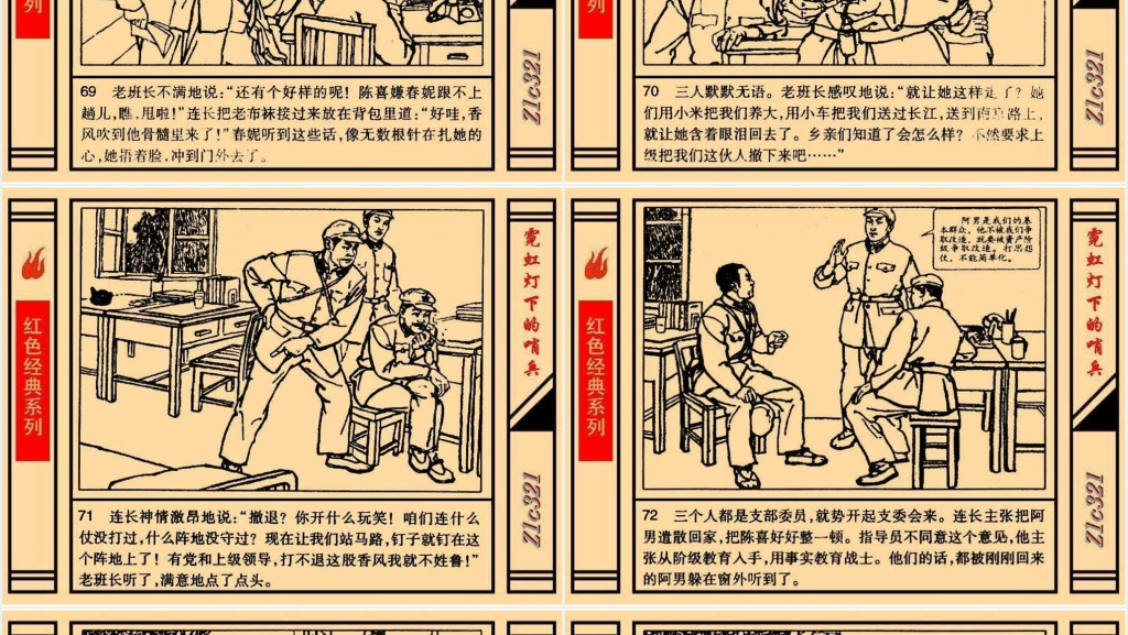 《霓虹灯下的哨兵》连环画故事PPT模板