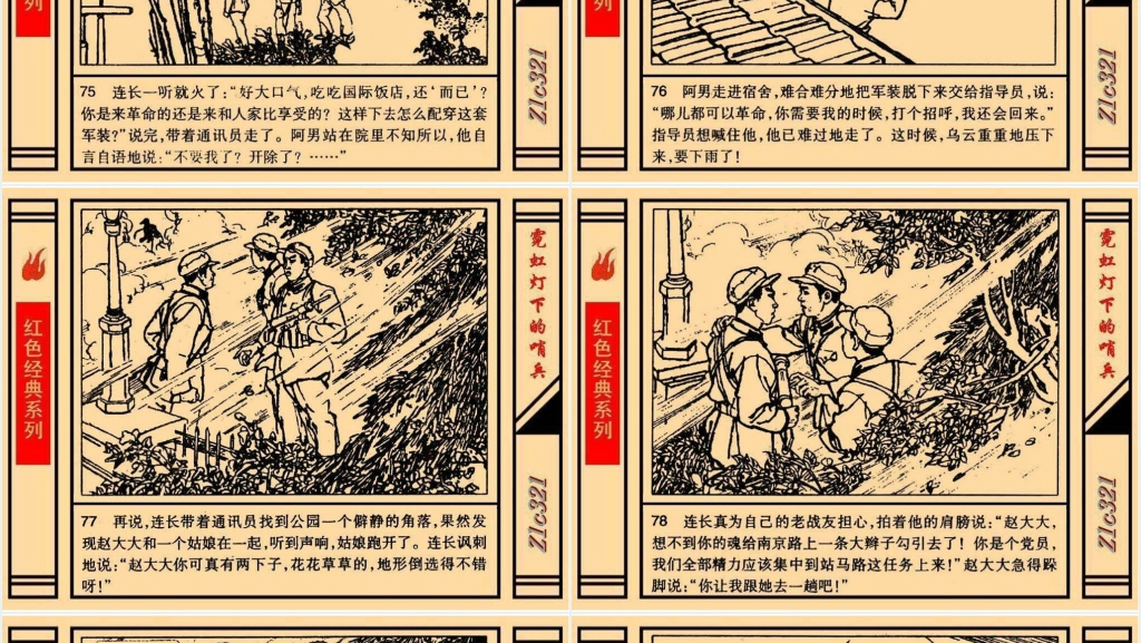 《霓虹灯下的哨兵》连环画故事PPT模板