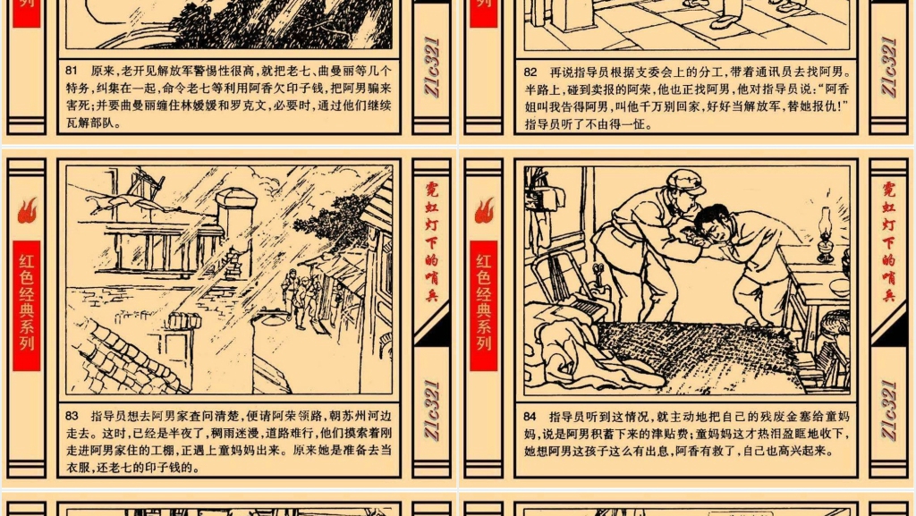《霓虹灯下的哨兵》连环画故事PPT模板