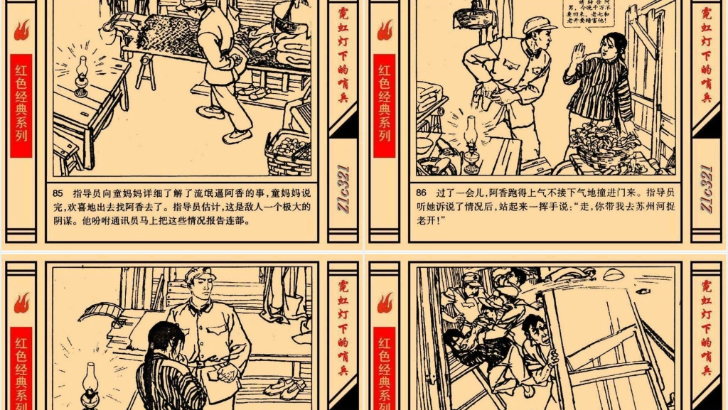 《霓虹灯下的哨兵》连环画故事PPT模板