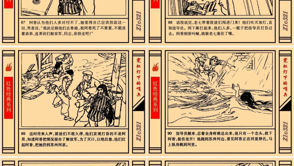 《霓虹灯下的哨兵》连环画故事PPT模板