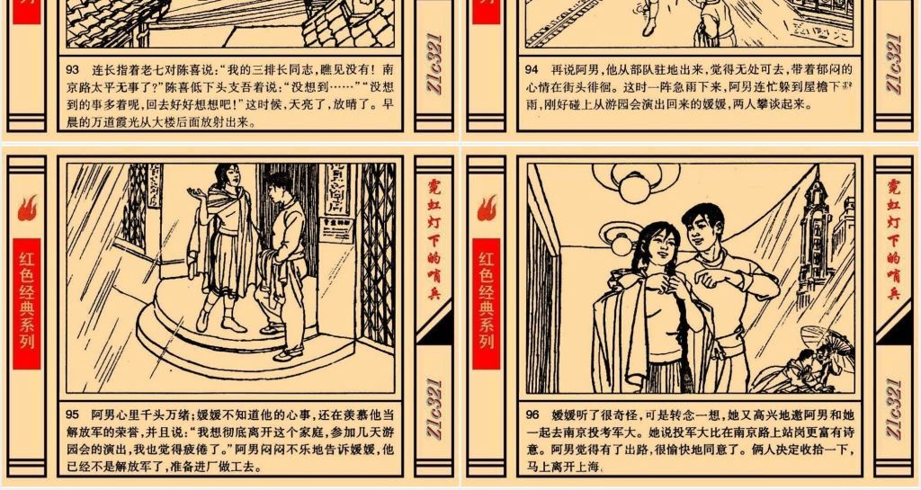 《霓虹灯下的哨兵》连环画故事PPT模板