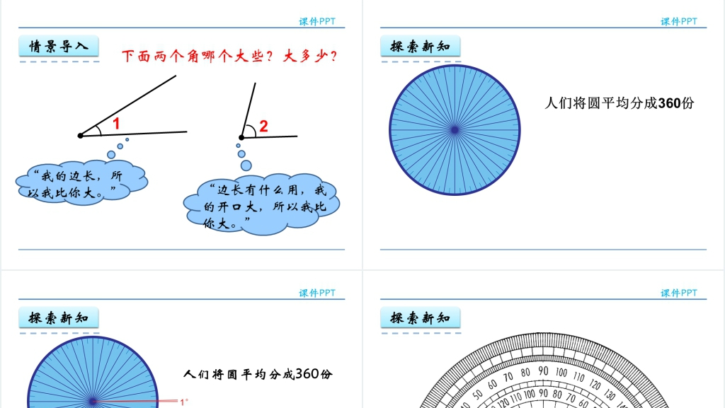 人教实验版四年级数学上册第3单元角的度量2角的度量PPT课件 人教实验版四年级数学上册第3单元角的度量2角的度量PPT课件
