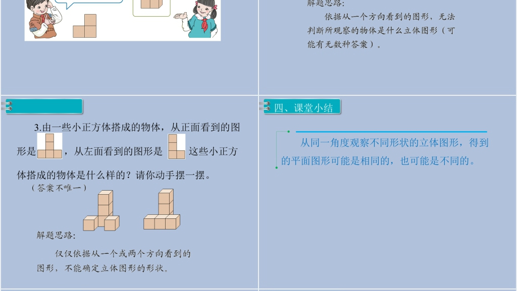 小学四年级下册数学观察物体二教案PPT