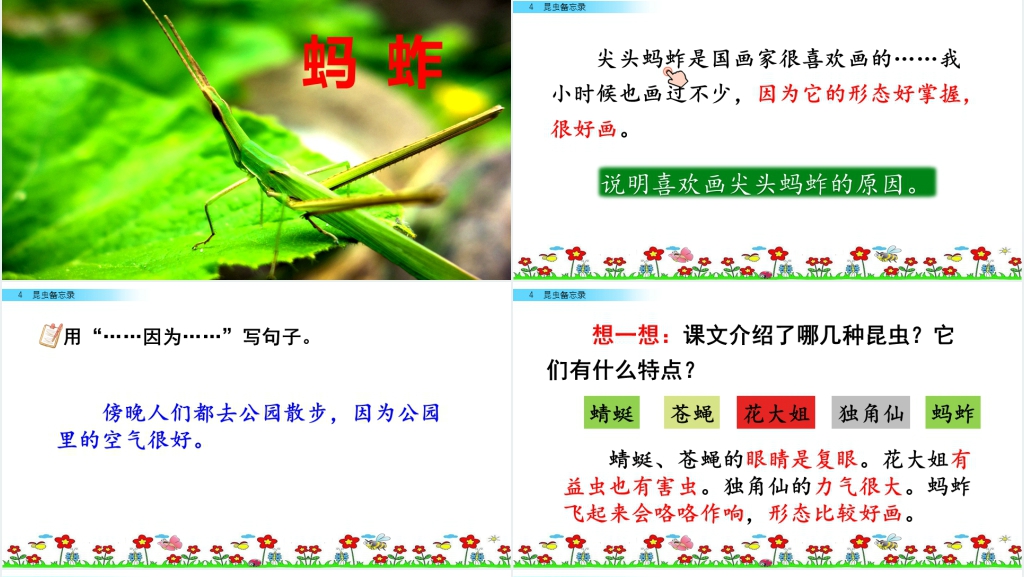人教版三年级语文下册《昆虫备忘录》PPT课件 人教版三年级语文下册《昆虫备忘录》PPT课件