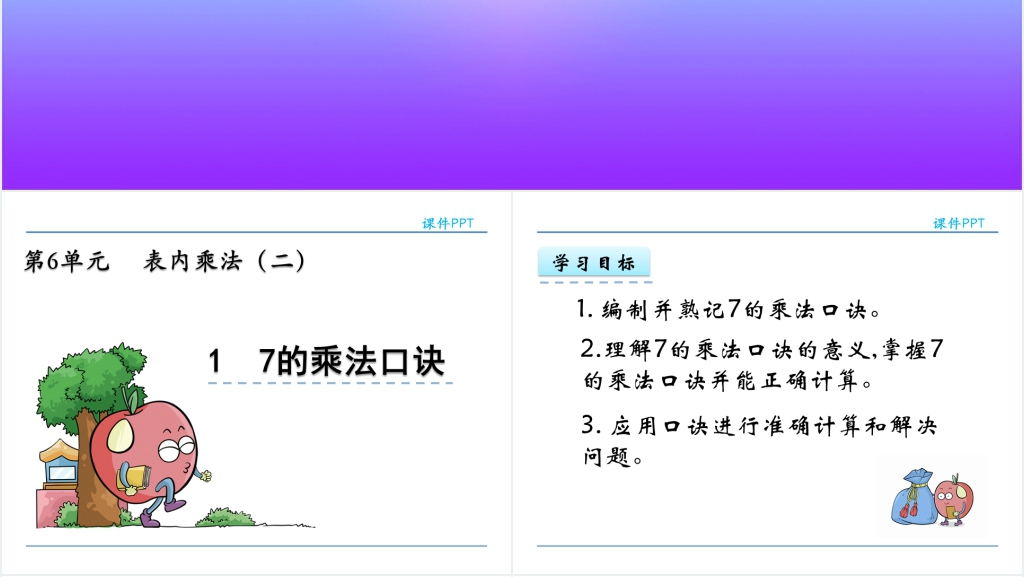 人教实验版二年级数学上册第6单元表内乘法(二)7的乘法口诀教学PPT课件 人教实验版二年级数学上册第6单元表内乘法(二)7的乘法口诀教学PPT课件